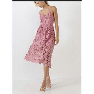 ASTR The Label Pink Knit Lace Overlay A-Line Midi Dress Size S Whimsical